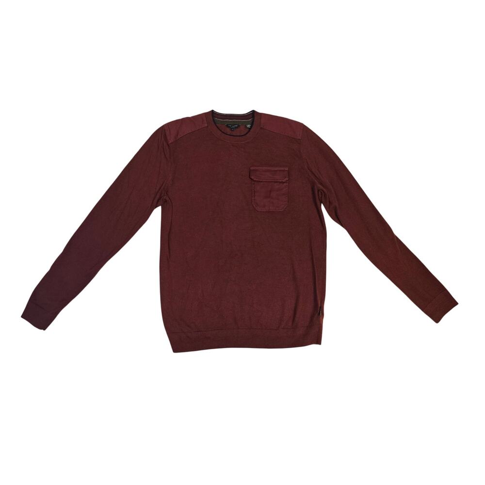 Ted Baker London Rust Wool Blend Crewneck Sweater Shirt Pocket Men’s Size 4/L